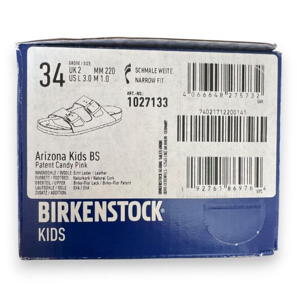 Birkenstock Arizona Kids Patent Candy Pink Sandals Size 34 (US 3) NIB - Picture 5 of 5